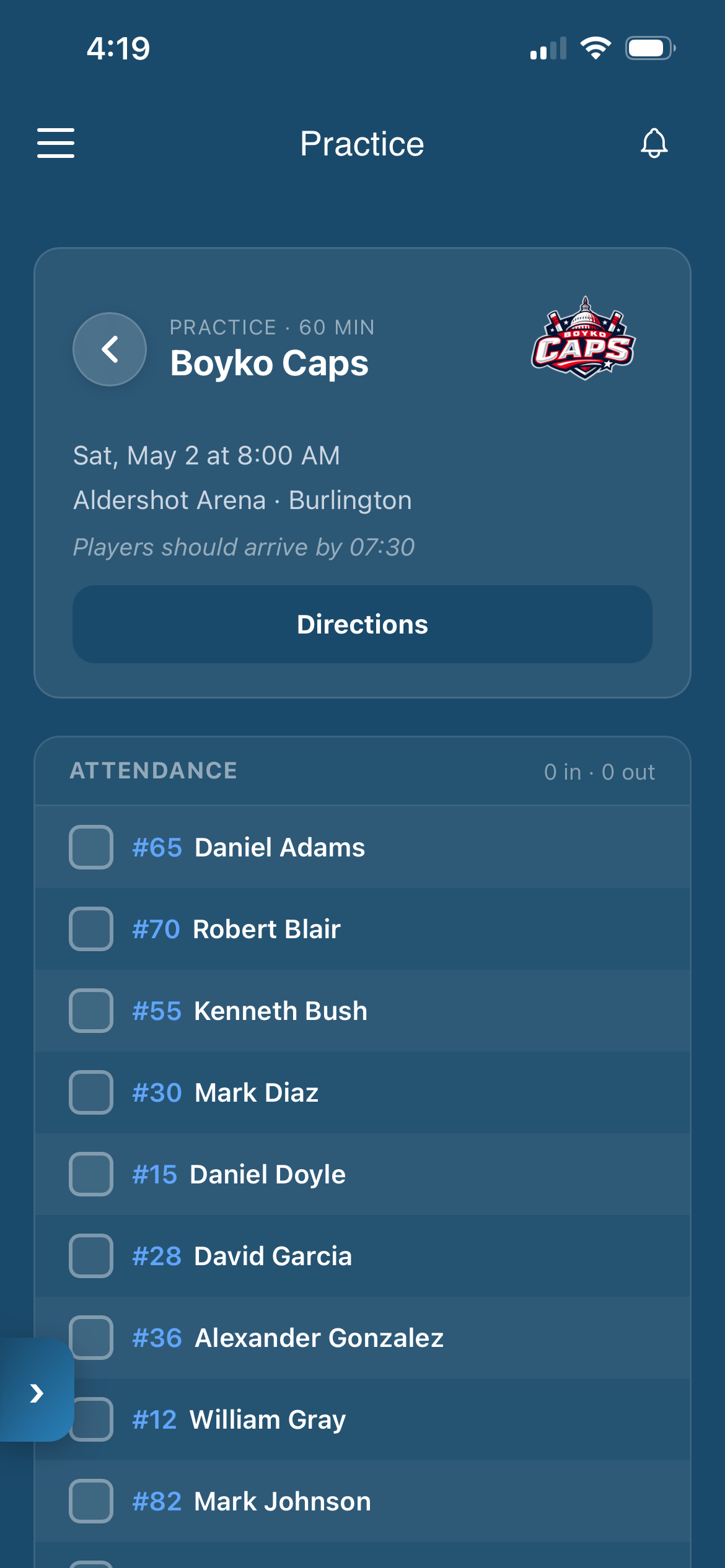 Practice Attendance